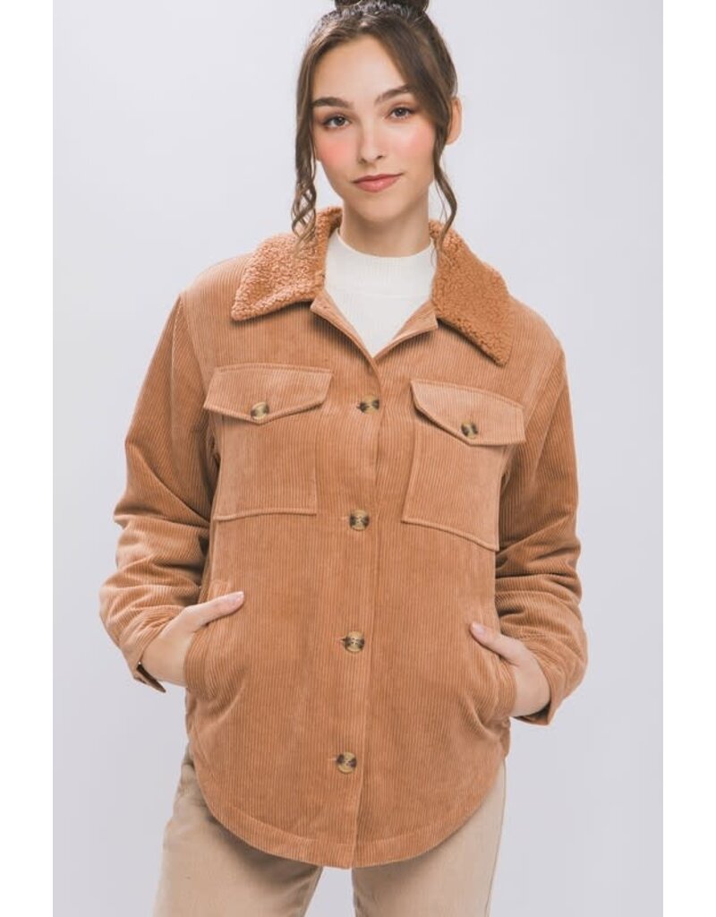 Love Tree Corduroy Jacket with Sherpa Lining 80110JH - Bootery Boutique