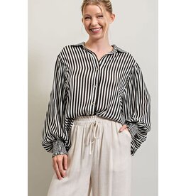 ee:some Stripe Bubble Sleeve Blouse