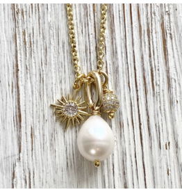 VB & CO Pearl, Sun and Micro Pave Necklace