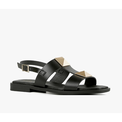 All Black Pyramid Stud Sandal