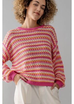 Trend Notes Drop Shoulder Striped Sweater