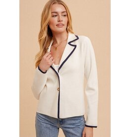 Hem & Thread Lapel Collar Cardigan Jacket