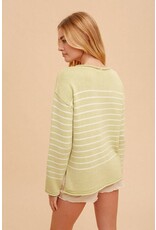 Hem & Thread Hem & Thread Side Slit Hem Striped Sweater