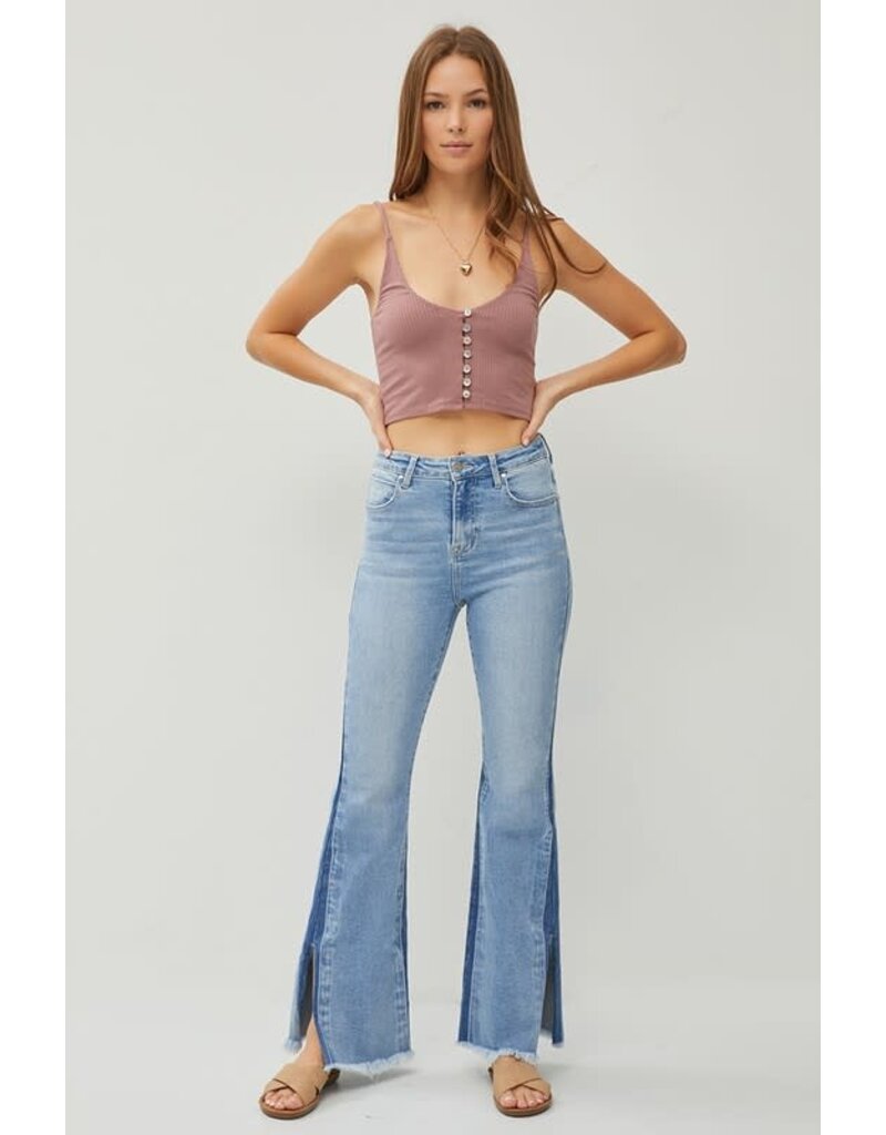 Risen Risen Side Shadow Seam Slit Flare Jeans