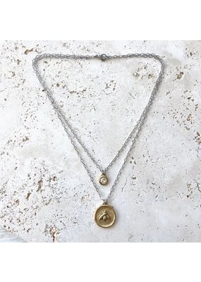 VB & CO Bee Fleur-de-Lis Vintage Coin Necklace