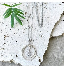 VB & CO Silver Crystal Long Necklace