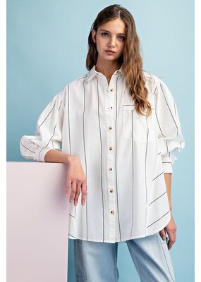 ee:some Soft Wash Striped Blouse Top
