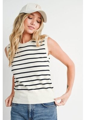 Bluivy Striped Muscle Knit Tank Top