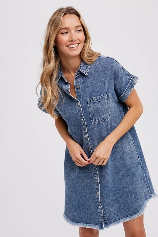 Women's Navy Denim Shirt dress - StyleStone | Denim shirt, Denim shirt dress,  Colored denim