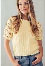 Trend Notes Trend Notes Crochet Short Sleeve Knit Top