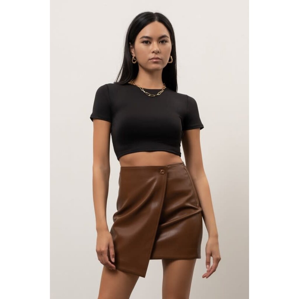 Blu Pepper Blu Pepper Solid Round Neck Crop Top