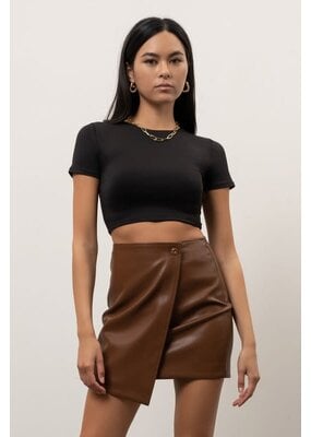 Blu Pepper Solid Round Neck Crop Top