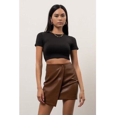 Blu Pepper Solid Round Neck Crop Top