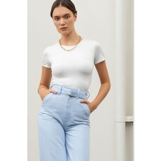 Blu Pepper Blu Pepper Solid Round Neck Crop Top