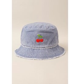 Fashion City Cherry Distressed Denim Bucket Hat