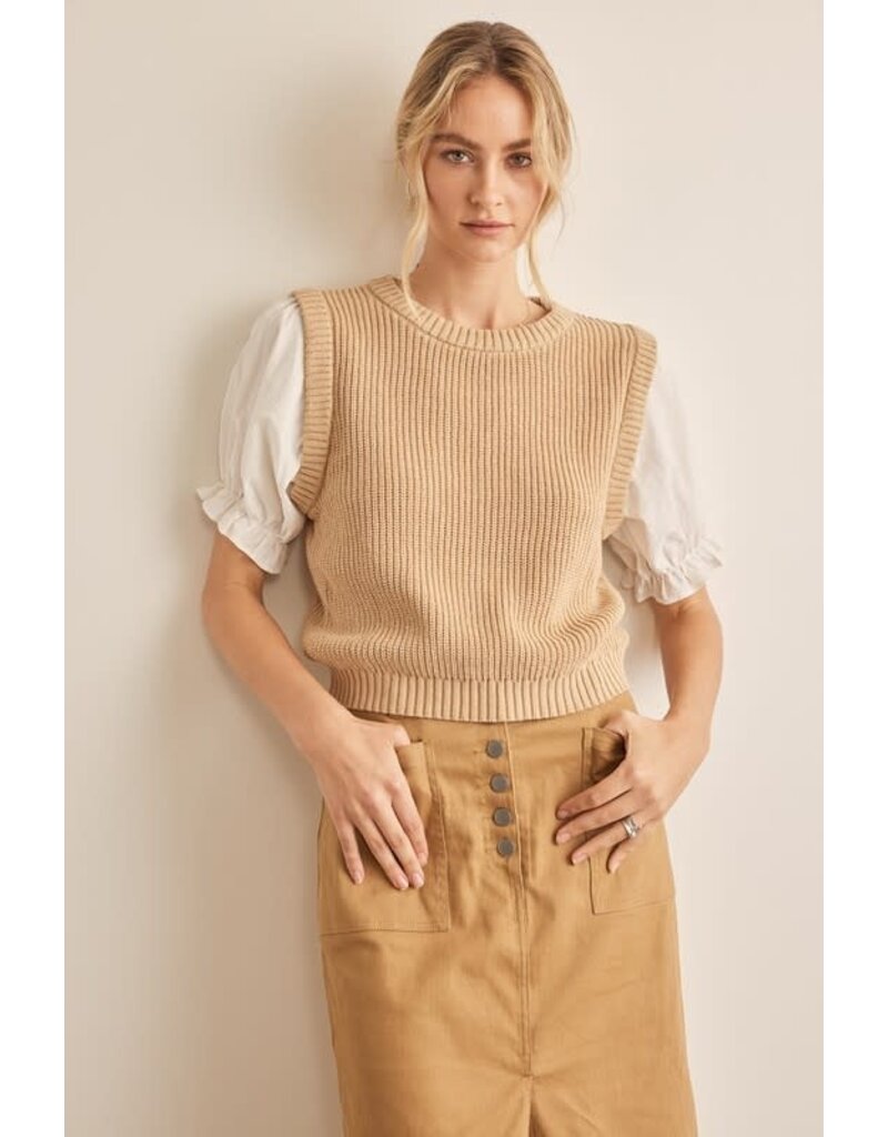 In February In February Puff Sleeve Knit Sweater