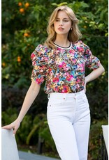 THML THML Ruched Sleeve Floral Top