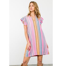 THML Flutter Sleeve Pattern Dress