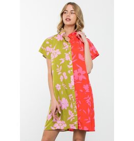 THML Colorblock Flower Print Dress