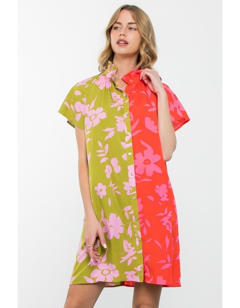 THML THML Colorblock Flower Print Dress