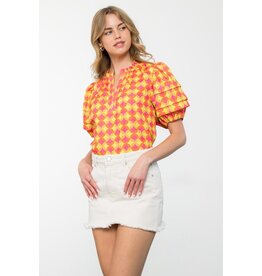 THML Pattern Puff Sleeve Top
