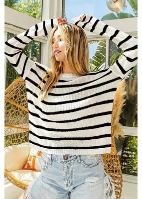 Bibi Low Gauge Striped Sweater Pullover