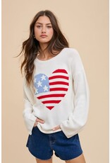Anniewear Anniewear American Flag Heart Sweater