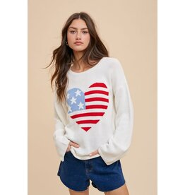 Anniewear American Flag Heart Sweater