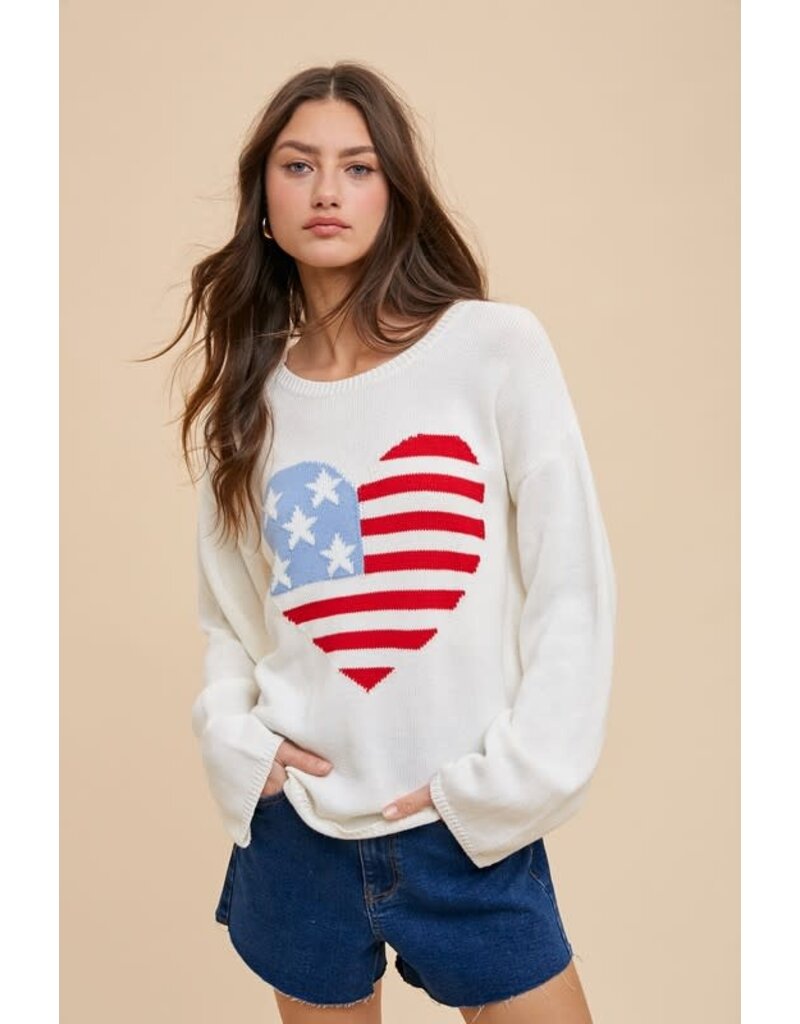 Anniewear Anniewear American Flag Heart Sweater