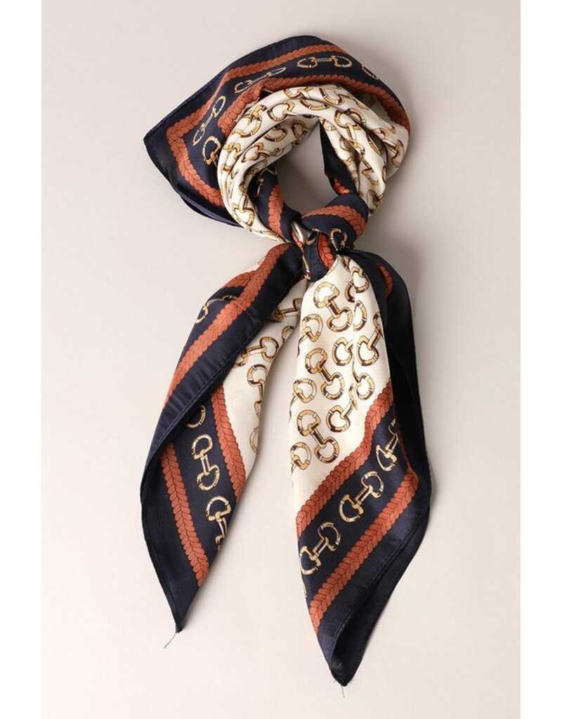 Fashion City Fashion City Satin Horsebit Print Scarf