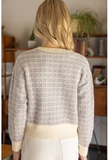 Voy Voy Tweed Gold Button Knit Cardigan