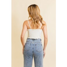 Leto Collection Leto Collection Daisy Embroidered Lettuce Edge Brami