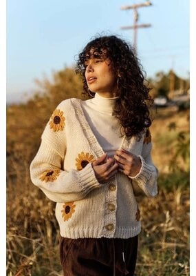 Mello Sunflower V Neck Cardigan