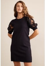 In February In February Sheer Mesh Sleeve Mini Sweater Dress