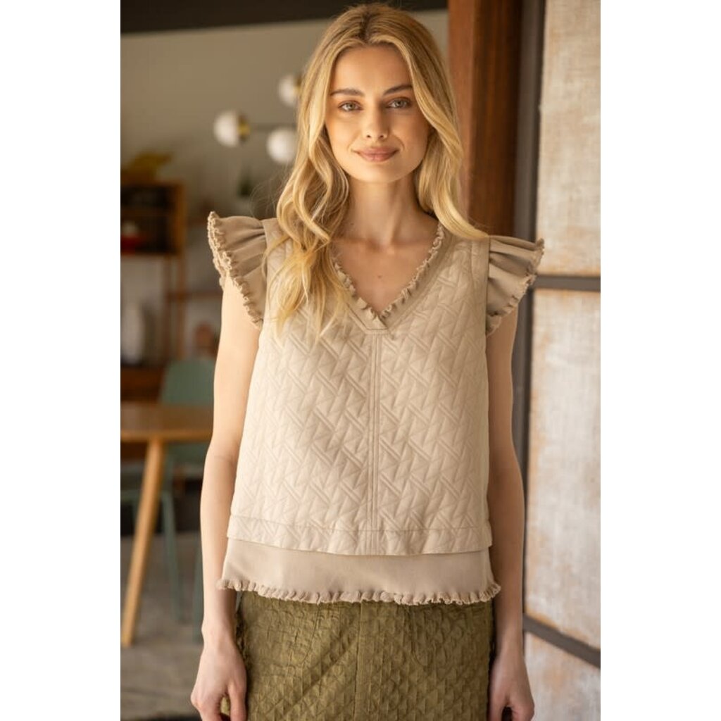 Voy Voy Elastic Banded Ruffle Vest Top