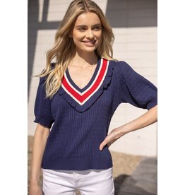 Voy Striped V Neck Sweater Top