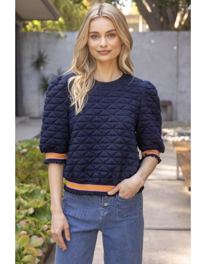 Voy Voy Quilted Stripe Band Knit Top