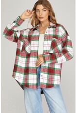 She + Sky She + Sky Plaid Shacket with Front Pockets