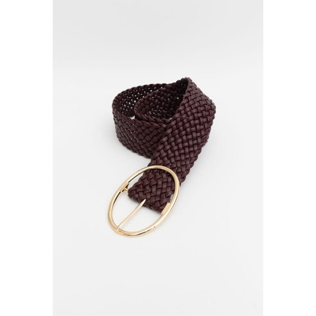 Leto Collection Leto Collection Wide Braided Oval Buckle Belt
