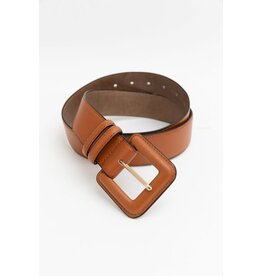 Leto Collection Genuine Leather Square Buckle Belt