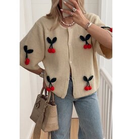 Youme Short Sleeve Cherries Cardigan