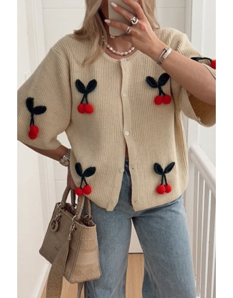 Youme Youme Short Sleeve Cherries Cardigan