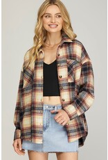 She + Sky She + Sky Plaid Shacket with Side Pockets