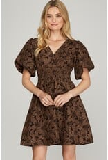 She + Sky She + Sky Balloon Sleeve Floral Pattern Dress