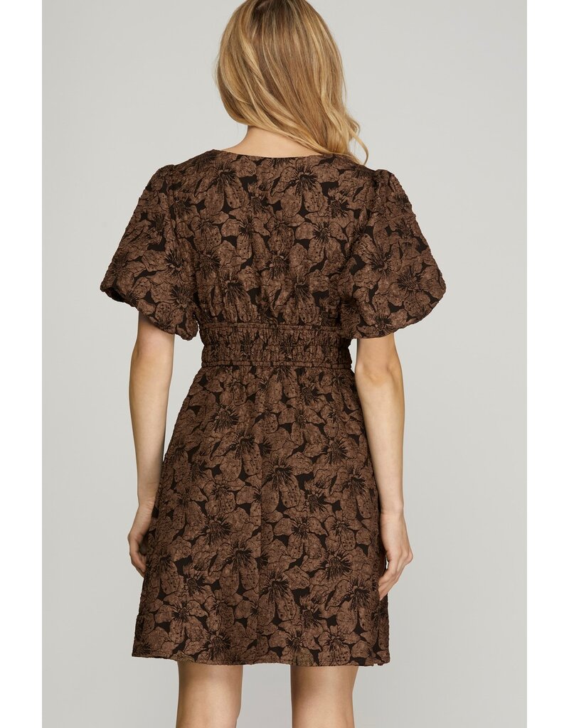 She + Sky She + Sky Balloon Sleeve Floral Pattern Dress