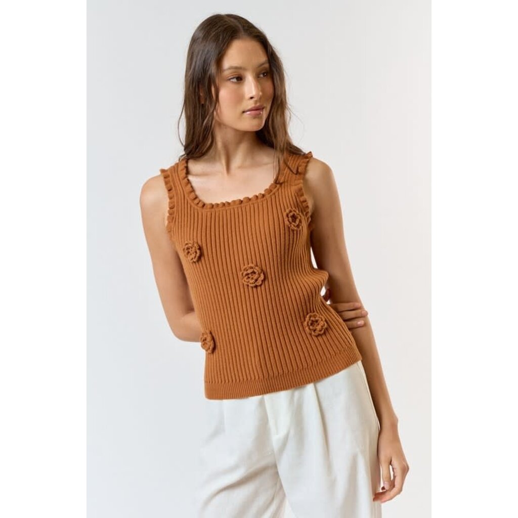 Lalavon Lalavon 3D Floral Sweater Tank Top