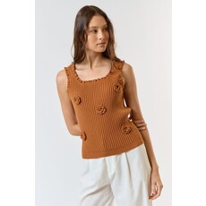Lalavon Lalavon 3D Floral Sweater Tank Top