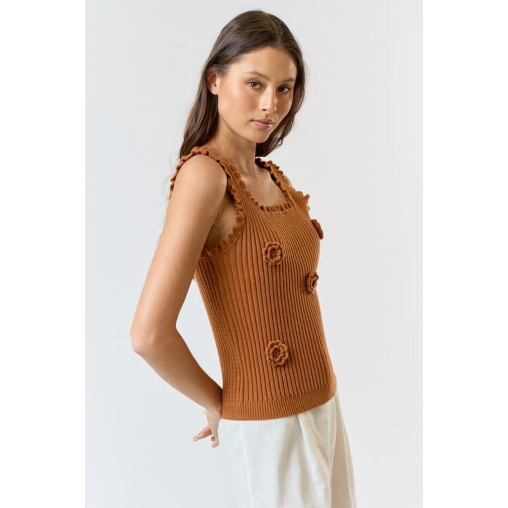 Lalavon Lalavon 3D Floral Sweater Tank Top