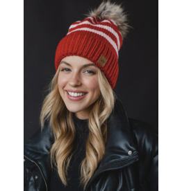 Panache Apparel Striped Pom Hat