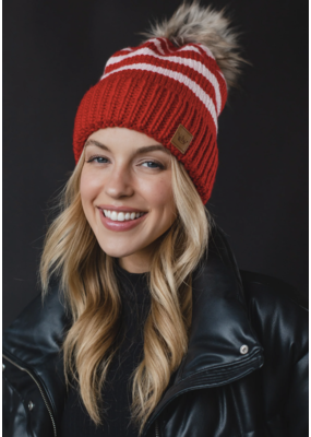 Panache Apparel Striped Pom Hat